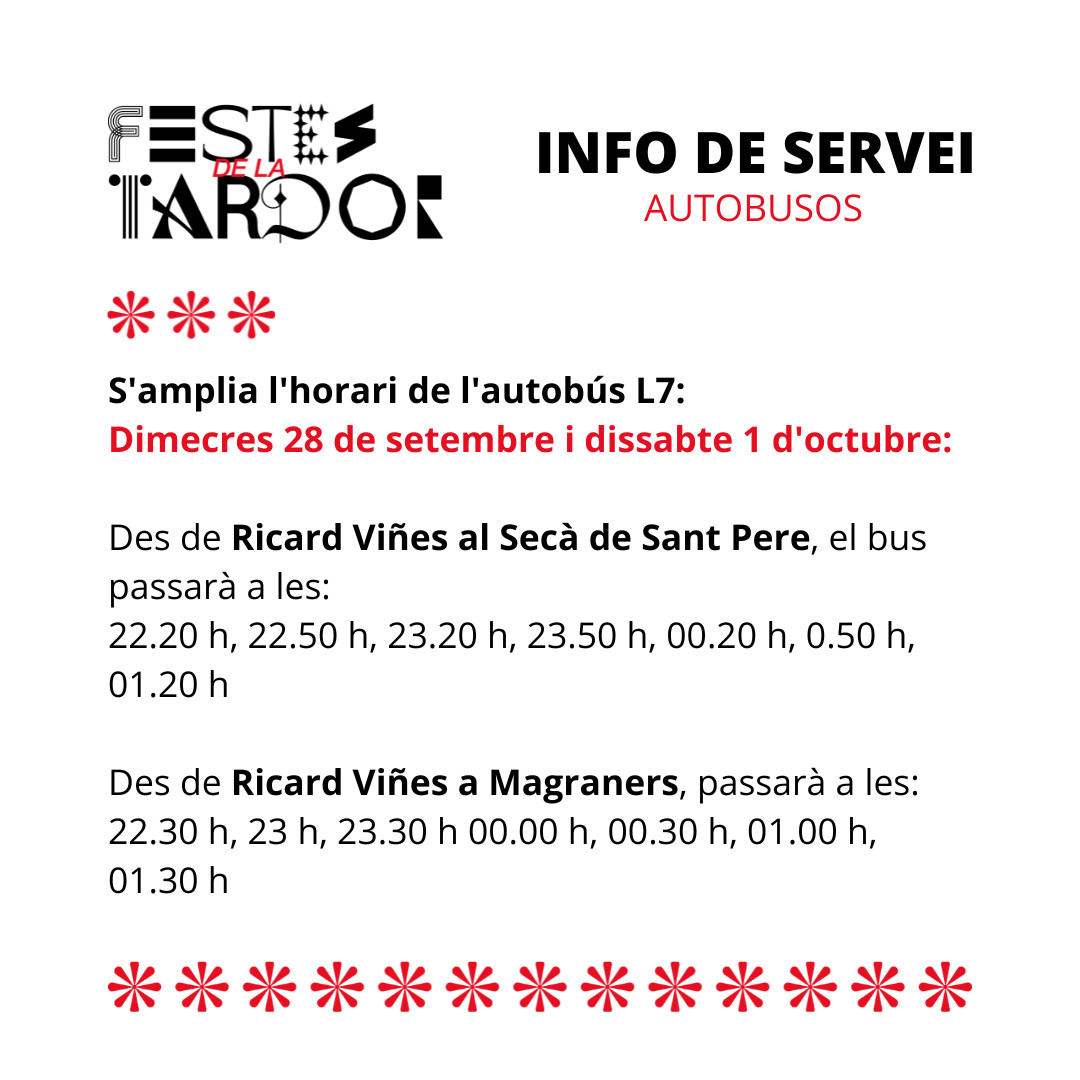 La Paeria amplia l’horari de la línia d’autobús L7 per les Festes de la Tardor