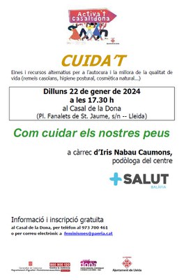 <bound method DexterityContent.Title of <Event at /fs-paeria/paeria/ca/actualitat/agenda/cuidat-com-cuidar-els-nostres-peus>>.