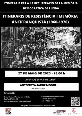 <bound method DexterityContent.Title of <Event at /fs-paeria/paeria/ca/actualitat/agenda/itineraris-de-resistencia-i-memoria-antifranquista-1960-1970>>.
