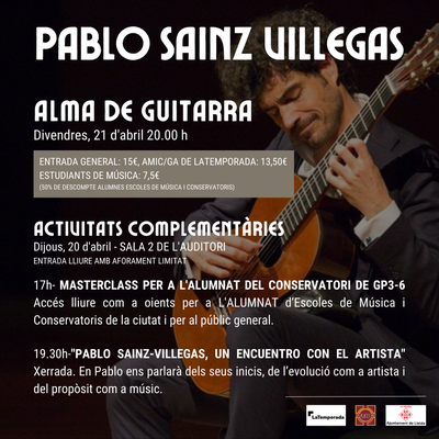 <bound method DexterityContent.Title of <Event at /fs-paeria/paeria/ca/actualitat/agenda/masterclass-i-xerrada-de-pablo-sainz-villegas>>.