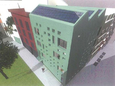 Imatge virtual de la promoció d'habitatges protegits de lloguer que es construirà en aquest solar..