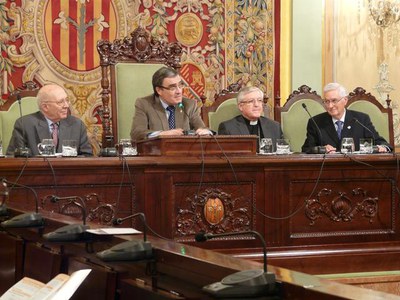 Àngel Ros i Joan Rigol, realitzant els parlaments.
