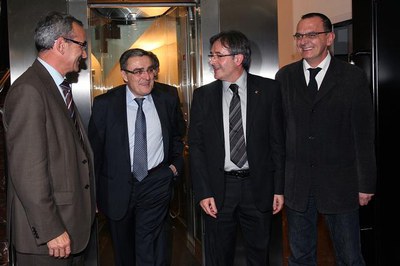 2. Ros, amb el conseller Ausàs, el president de la Diputació, Jaume Gilabert, i el delegat de la Generalitat, Miquel Pueyo..