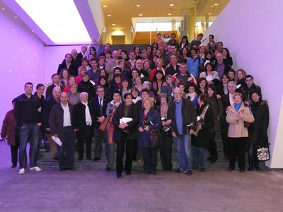 Fotografia d'un dels grups de treballadors de la Paeria que han assistit a la visita.