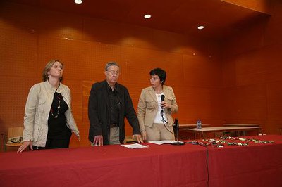 Camps acompanyada de Lluís Claverol i Cristina Ballesté.