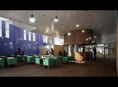 Imatge virtual del bar-restaurant que hi haurà a l'interior del Mercat el Pla.