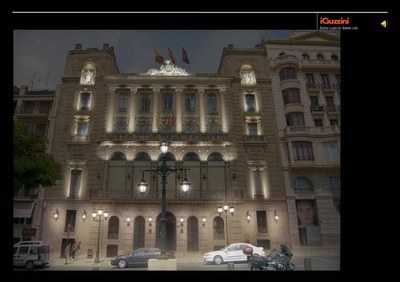 Imatges virtuals de la nova il·luminació de la façana de la Paeria..