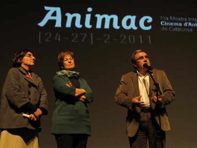 Àngel Ros, Montse Parra i Isabel Herguera, a la cloenda del festival.