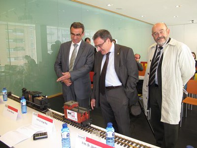 Àngel Ros i Jaume Gilabert, a la roda de premsa de presentació de la segona edició d'ExpoTren.