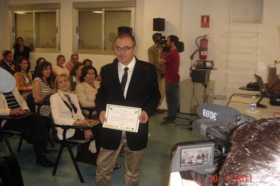 Fotografia del lliurament del premi.