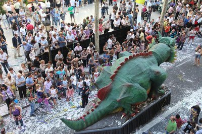 Foto 2. El Marraco i els Gegants i capgrossos de la ciutat han acompanyat les 31 carrosses que hi han desfilat.