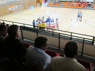 Foto 2. Àngel Ros ha anat al pavelló Onze de Setembre per animar el conjunt lleidatà.