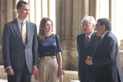 El paer en cap, amb el conseller de Cultura, Ferran Mascarell i els Prínceps d'Astúries, Felip i Letizia..