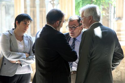 L'alcalde, amb el conseller Mascarell, el director del Consorci, Josep Tort i la tinenta d'alcalde Marta Camps..