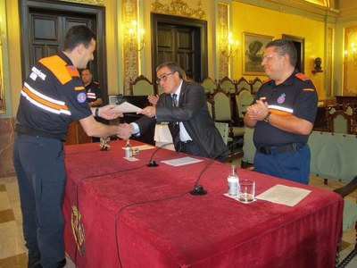 Foto 3. L'alcalde ha presidit el lliurament de les mencions.