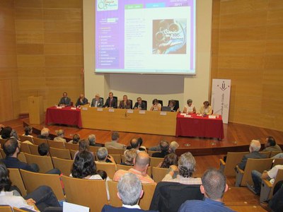 Foto 2. L'alcalde ha presidit l'acte de cloenda, que s'ha fet a l'edifici Transfronterer de la UdL.