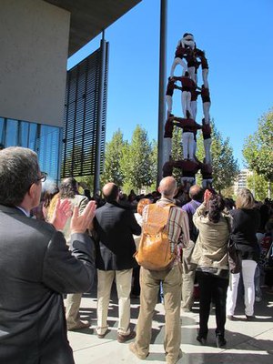 Foto 4. La cloenda de Ciencia en Acción ha comptat amb l'actuació dels Castellers de Lleida.