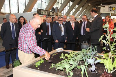 Les autoritats han visitat els estands de municipàlia, a la imatge un estand d'horts urbans..