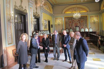 Foto 3. L'alcalde ha encapçalat la recepció a la Paeria, acompanyat dels tinents d'alcalde Peris i Mínguez, i dels regidors Zaballos i Manso.