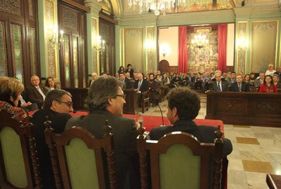 Foto 3. L'acte, presidit per l'alcalde, s'ha fet al Saló de Sessions de la Paeria.