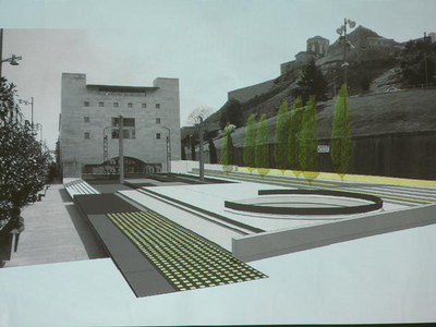 Imatge virtual de com quedaria la plaça tenint en compte aquest primer esbós de disseny.