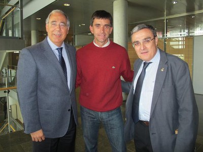 Foto 3. Ros i Fernández, amb l'entrenador del Lleida Esportiu Emili Vicente.