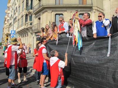 Foto 2. Un centenar de colles han desfilat aquest matí pels carrers de la ciutat.