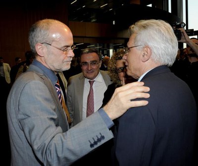 La presentació del llibre de l'exconseller d'Economia, Antoni Castells, ha tingut lloc a la Fundació RBA..