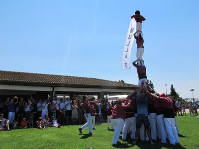Foto 3. Els Castellers de Lleida s'han sumat a la iniciativa i han fet una exhibició a les instal·lacions del club.
