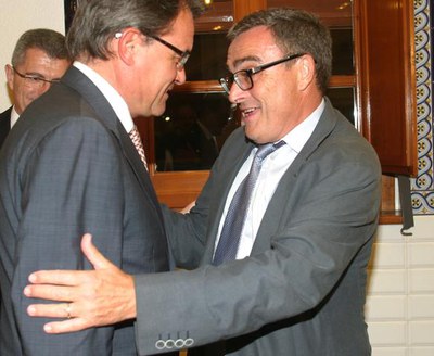 L'alcalde de Lleida, Àngel Ros, amb el president de la Generalitat, Artur Mas, al sopar de FEMAC..