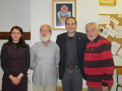Foto 2. El tinent d'alcalde Josep Presseguer, amb B.Muñoz, L.Sánchez i JR.Solans.
