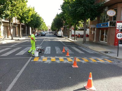 Aquest dilluns també s'han dut a terme els treballs per col·locar-ne a l'avinguda Garrigues.