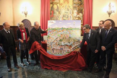 L'alcalde, Àngel Ros, ha presidit la presentació de la imatge de Lleida que il·lustra la campanya "A Lleida, el centre és el comerç"..