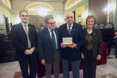 Àngel Ros amb Manel Pelay, guardonat per la seva trajectòria.