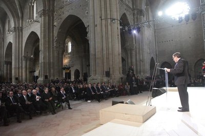 En la seva intervenció Àngel Ros ha afirmat: “Vull trametre l’optimisme que m’inspiren Lleida i la Seu Vella i els valors de pau, diàleg, concòrdia i….