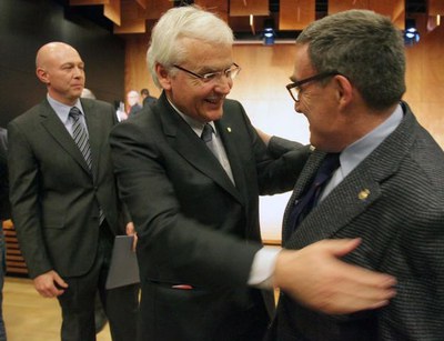 El paer en cap, Àngel Ros, i el conseller de Cultura, Ferran Mascarell, han presidit aquest vespre l’estrena del nou espai Orfeó.