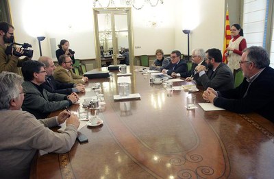 La delegació lleidatana, encapçalada pel paer en cap, en la presentació de la candidatura de la Seu Vella com a Patrimoni Mundial de la UNESCO, a la ….