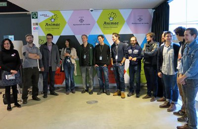La Trobada de la premsa amb els professionals convidats a l'Animac, amb la directora de la mostra, Carolina López.
