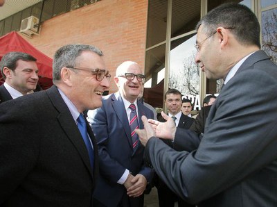 El paer en cap i el president de la RFEP amb el president del FC Barcelona, Josep M. Bartomeu.