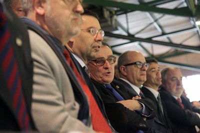 La llotja del pavelló municipal Onze de Setembre, que ha acollita la Copa del Rei d'hoquei patins 2014.