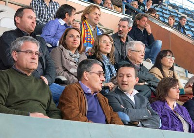 Àngel Ros i Albert Esteve, al partit del Lleida Esportiu 1- 2 Espanyol B, al Camp d'Esports.