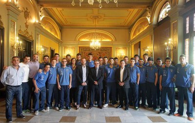 L'alcalde Ros ha presidit la recepció al Juvenil del Lleida Esportiu.