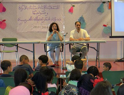 Acte de fi de curs de l'Escola Omar, amb la regidora Ball, al Centre Cívic de Pardínyes.