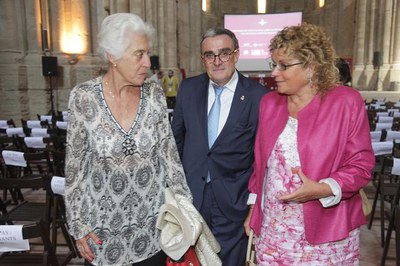 El paer en cap, amb l' oceanògrafa Josefina Castellví i l'exconsellera Marina Geli, a l'acte d'inauguració del curs acadèmic 2014-15 del sistema univ….
