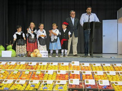 Ros i Esteve, en l'acte d'obertura de la Fira del Préssec de Pinyana d'Alfarràs.