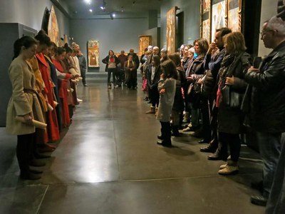 El grup Godots Teatre ha representant fragments de la llegenda de la Mare de Déu del Blau al Museu de Lleida.