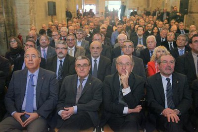 L'alcade de Lleida, amb Antoni Brufau, en la presentació a la Seu Vella de GLOBALleida Inversions.