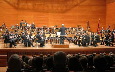 La Unió Musical de Lleida, en el concert d'aquest vespre a l’Auditori Municipal Enric Granados.