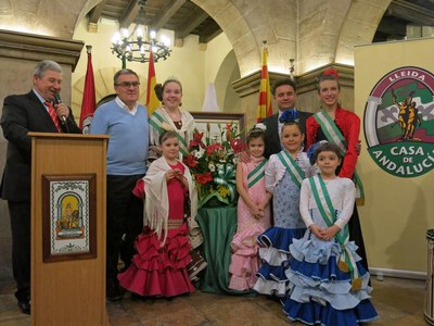 Àngel Ros i Jordi Solana, en l'ofrena floral a Blas Infante, en el Dia d'Andalusia.
