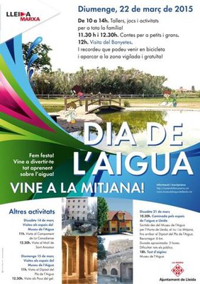 Cartell sobre el Dia de l'Aigua i la festa que es farà diumenge al parc de la Mitjana.